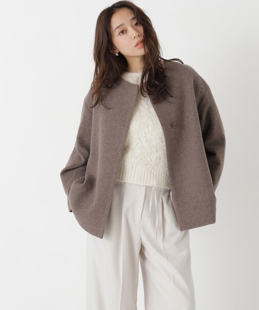 <EC限定カラー:イエロー>カシミヤブレンドハーフコート