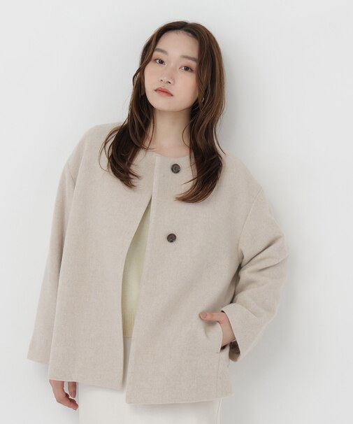 <EC限定カラー:イエロー>カシミヤブレンドハーフコート