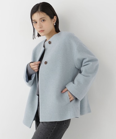 <EC限定カラー:イエロー>カシミヤブレンドハーフコート
