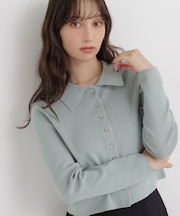 襟付アソートボタンカーディガン