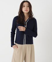 バイカラーライン襟付ニット