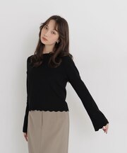 裾スカラップニット