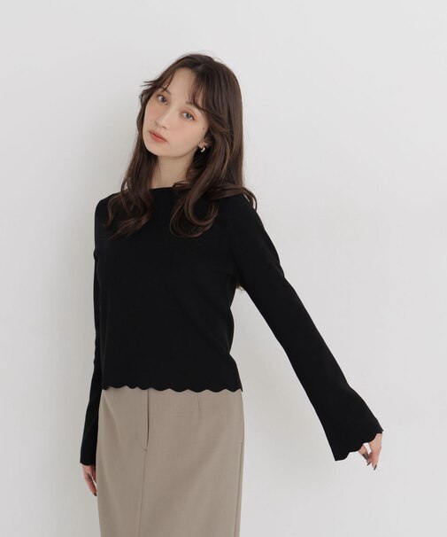 裾スカラップニット