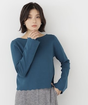 裾スカラップニット