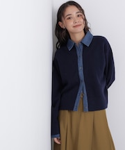 〈N.〉デニムシャツドッキングカーディガン