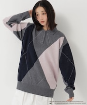 〈N.〉〈Reebok〉襟付きアーガイルニット