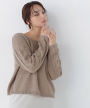 袖ケーブルニット