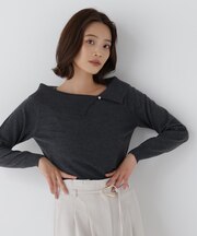 メタルポイントオフショルニット