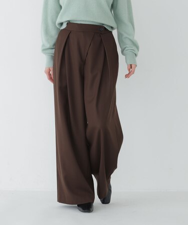 サイドボタンアシメワイドパンツ