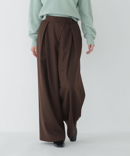 サイドボタンアシメワイドパンツ