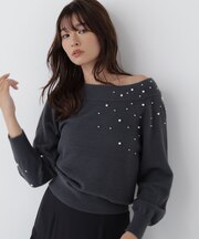 パールスパンオフショルニット