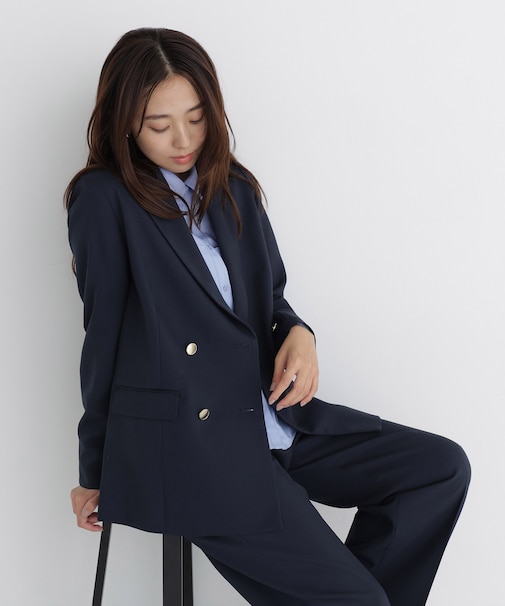 〈マシンウォッシャブル〉ダブルブレストボクシージャケット SETUP