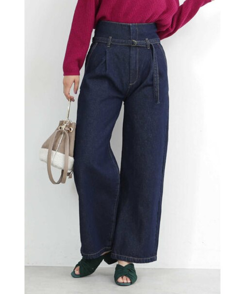 ◆ハイウエストタックワイドデニム