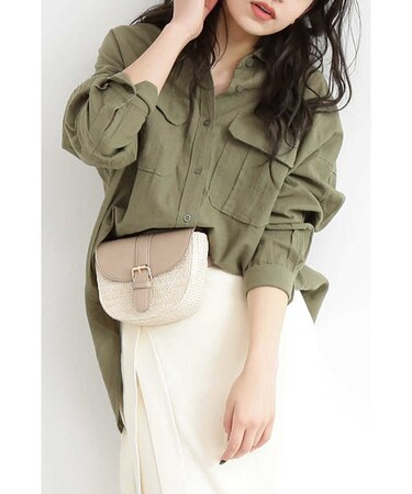 フレンチリネンサファリシャツ