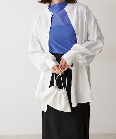 《Sシリーズ対応商品》T／Rバンドカラーチュニックシャツ