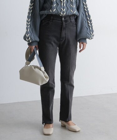 《インフルエンサー森下愛里沙さんレコメンド》《Sシリーズ対応商品》サイドスリットストレッチフレアデニムパンツ