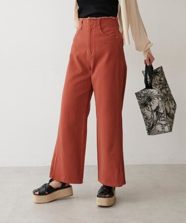 [Sシリーズ対応商品]ウエスト断ち切りワイドデニムパンツ