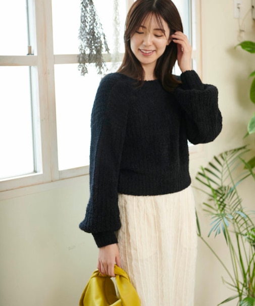 フェザーモール前後2Wayショート丈ニットカーディガン