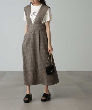 追加  ハイウエストセミフレアジャンパースカート