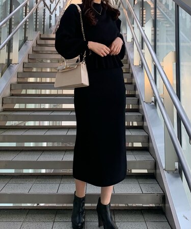 追加  ハイネックリブニットセットアップ