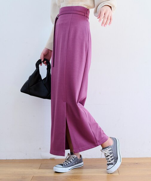 [低身長サイズ／Sシリーズ]ベルト付きナロースカート