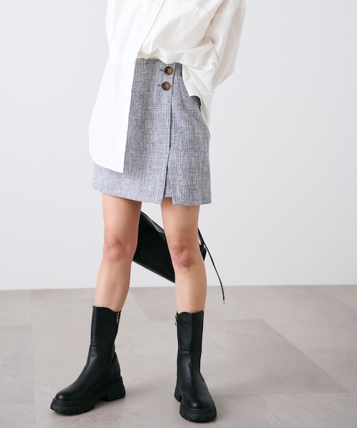 ツイードアシメミニスカート