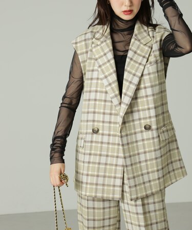 ［SET UP対応］ダブルブレストフレンチスリーブベスト