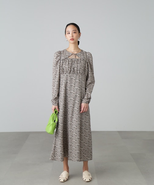 [低身長サイズ／Sシリーズ]フラワーパフスリーブワンピース