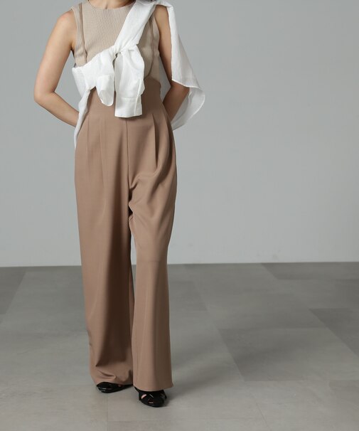 [Sシリーズ対応商品]細ストラップハイウエストサロペット