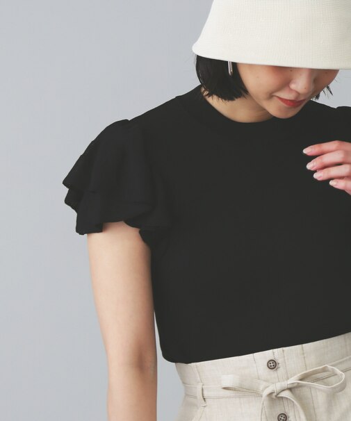 シアーフリルスリーブニット