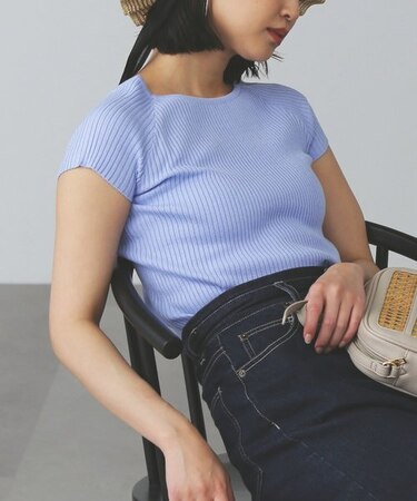 前後2Wayフレンチスリーブリブニット