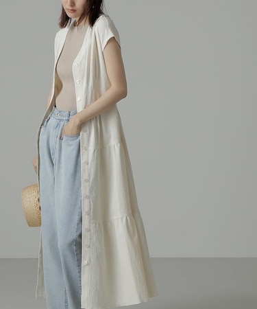 ウエストシェイプフロントボタンワンピース