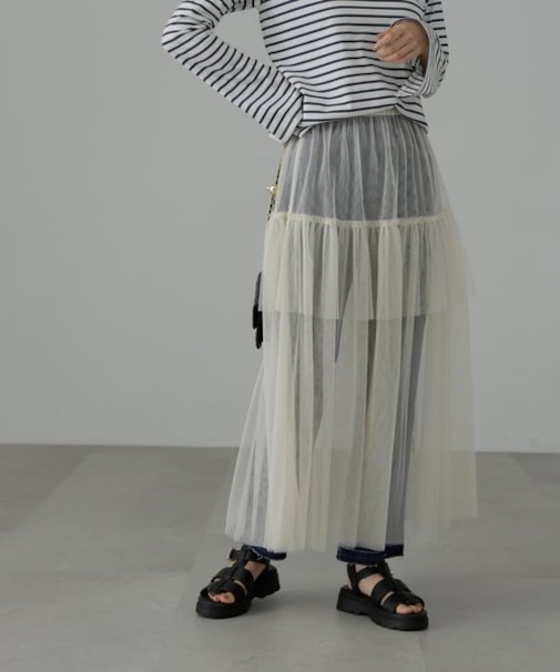 チュールティアードマキシスカート