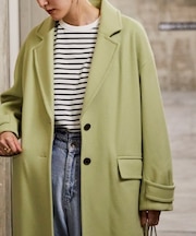 [低身長サイズ／Sシリーズ]メルトンルーズチェスターロングコート