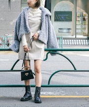 フェイクレザーミニキャミワンピース