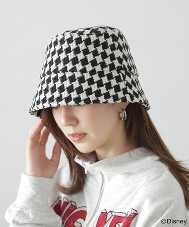 チェッカー柄ダウンブリムバケット