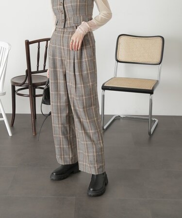 ＜SET UP対応＞[低身長サイズ／Sシリーズ]タックワイドパンツ