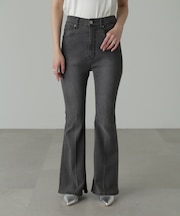 【3サイズ展開XS-M] 内スリットベルボトムデニムパンツ