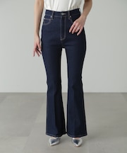 【3サイズ展開XS-M] 内スリットベルボトムデニムパンツ
