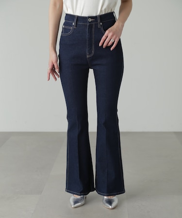 【3サイズ展開XS-M] 内スリットベルボトムデニムパンツ