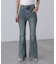 【3サイズ展開XS-M] 内スリットベルボトムデニムパンツ