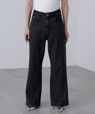 【4サイズ展開XS-L] ベーシックワイドデニムパンツ