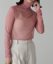 シースルーハイネックカットソー