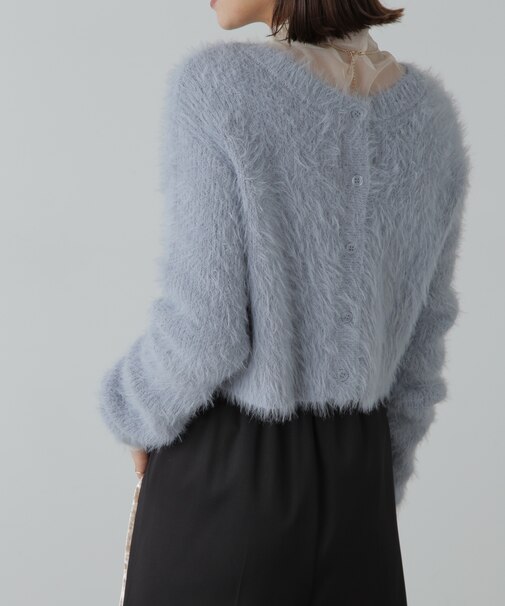 前後2Wayリブシャギーショート丈ニット