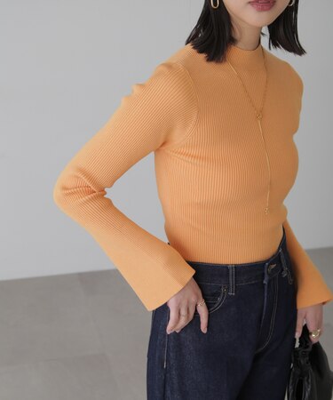 ［洗える］マシンウォッシャブルボトルネックリブニット