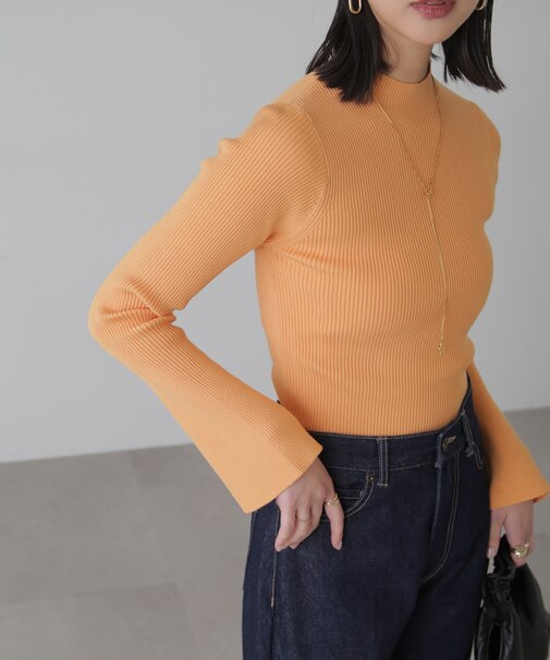 ［洗える］マシンウォッシャブルボトルネックリブニット