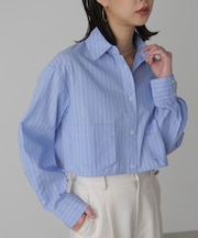 裾ドロストショート丈シャツ