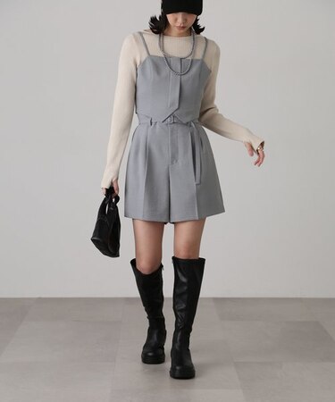 [低身長サイズ／Sシリーズ]気流染めベルト付ショートパンツ