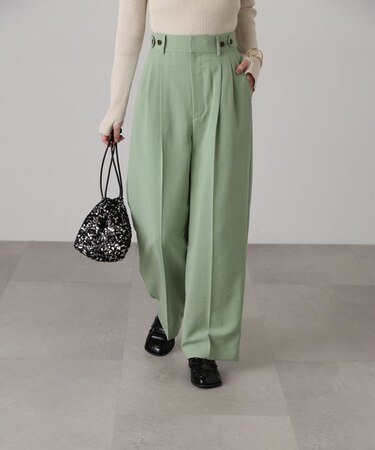 [低身長サイズ／Sシリーズ]気流染めサイドボタンワイドパンツ