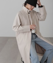 ポリエステルツイルスタンドネックコート